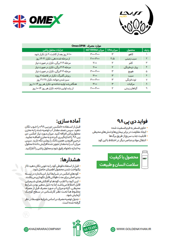 کود دی پی ۹۸ امکس انگلستان 1 لیتری 2025